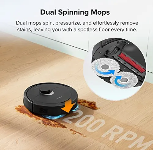 Roborock Q Revo Robot Vacuum and Mop, Auto-Drying, Auto Mop Washing, Dual Spinning Mops, Auto Mop Lifting, Self-Refilling, Self-Emptying, Reactive Tech Obstacle Avoidance, 5500Pa Suction, Black